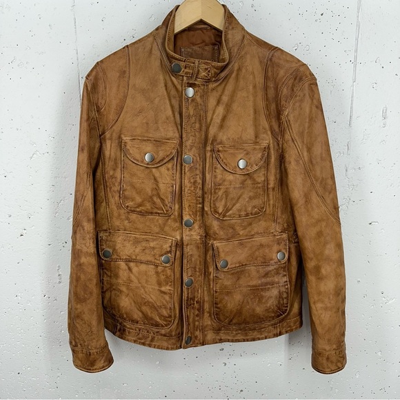 Murano Men’s Size Large Brown Distressed Lamb Leather Jacket - Picture 1 of 16